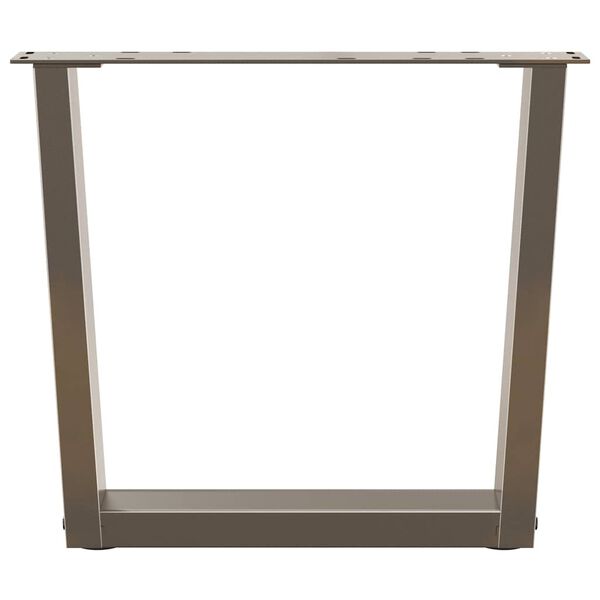 vidaXL Pieds de table basse en forme de V, 2 pi&egrave;ces, acier naturel, 60 x (42-43,3) cm