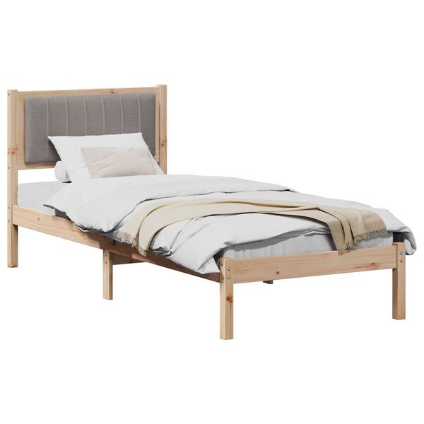 vidaXL Cadre de lit avec t&ecirc;te de lit rembourr&eacute;e Taupe 80 x 200 cm