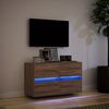 vidaXL Meuble TV mural avec lumi&egrave;res LED ch&ecirc;ne marron 80x31x45 cm
