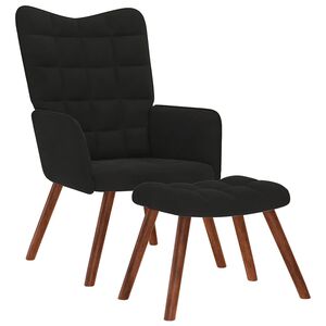 vidaXL Fauteuil relax avec tabouret en velours noir