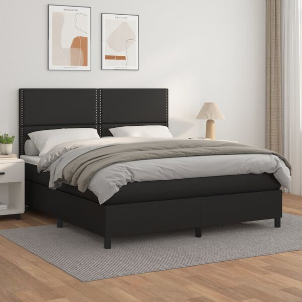 vidaXL Sommier &agrave; lattes de lit avec matelas Noir 160x200 cm