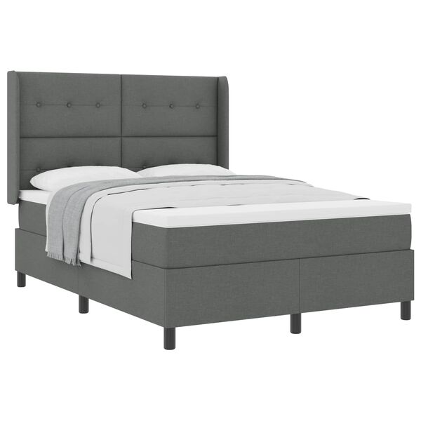 vidaXL Lit &agrave; ressorts avec matelas Gris fonc&eacute; 160 x 200 cm tissu