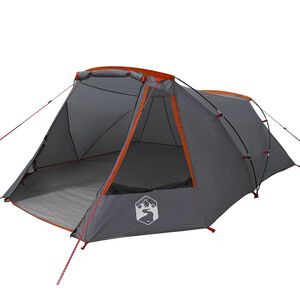 vidaXL Tente Tunnel 3 Personnes Gris et orange 328 x 228 x 115 cm