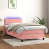 vidaXL Sommier &agrave; lattes de lit avec matelas LED Rose 100x200cm Velours