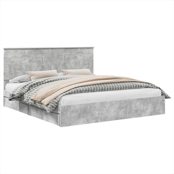 vidaXL Lit de Rangement Gris b&eacute;ton 180 x 200 cm Bois d'ing&eacute;nierie