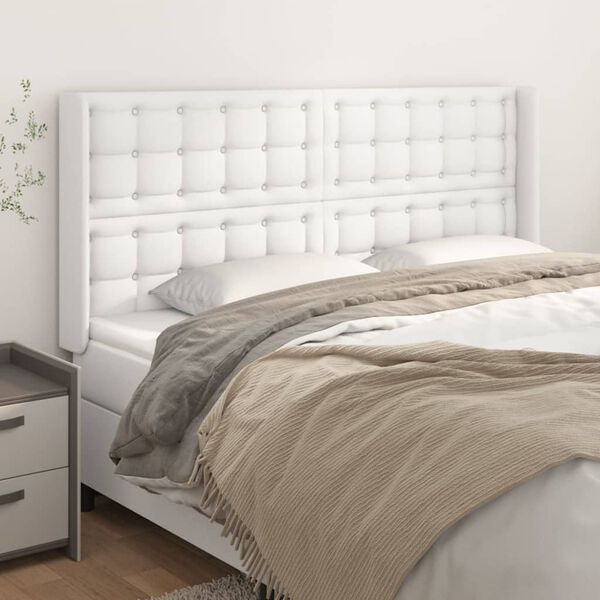 vidaXL T&ecirc;te de lit avec oreilles Blanc 163x16x118/128 cm Similicuir