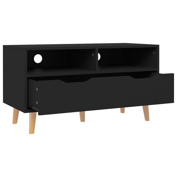 vidaXL Meuble TV noir 90x40x48,5 cm bois d'ing&eacute;nierie