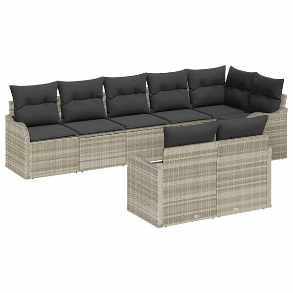 vidaXL Ensemble de canap&eacute; de jardin Gris clair polyrotin