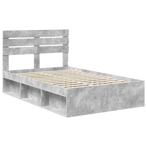 vidaXL Cadre de lit avec t&ecirc;te de lit B&eacute;ton 120 x 190 cm Pin massif