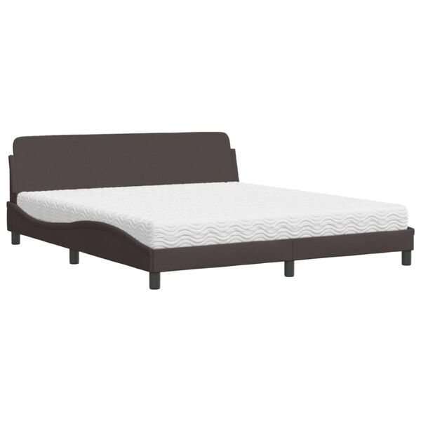 vidaXL Lit avec matelas Dover marron foncé 180x200 cm tissu
