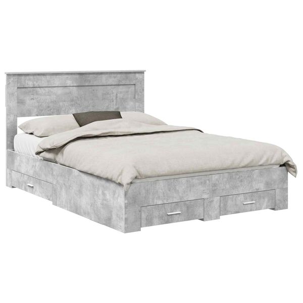 vidaXL Cadre de lit Gris b&eacute;ton 140 x 200 cm Bois d'ing&eacute;nierie