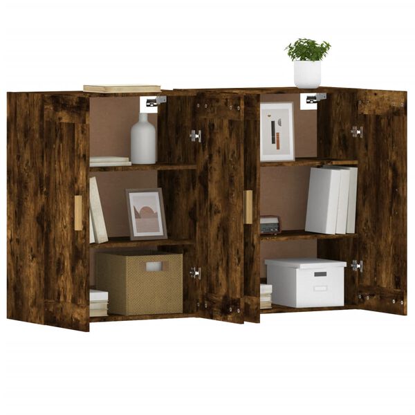 vidaXL Armoires murales 2 pcs ch&ecirc;ne fum&eacute; bois d'ing&eacute;nierie