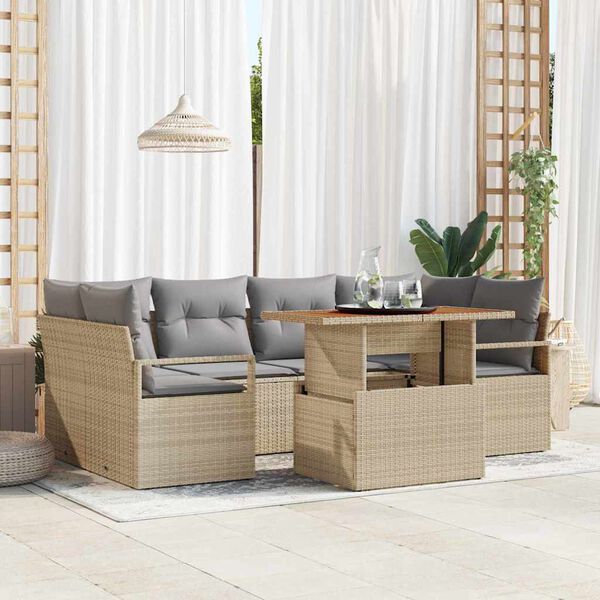 vidaXL Ensemble de canap&eacute; de jardin 7 pcs beige et gris clair