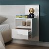 vidaXL Table de chevet murale Blanc brillant