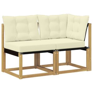vidaXL Canap&eacute; d&rsquo;ext&eacute;rieur milieu et coin avec coussin 2 Pi&egrave;ce Blanc