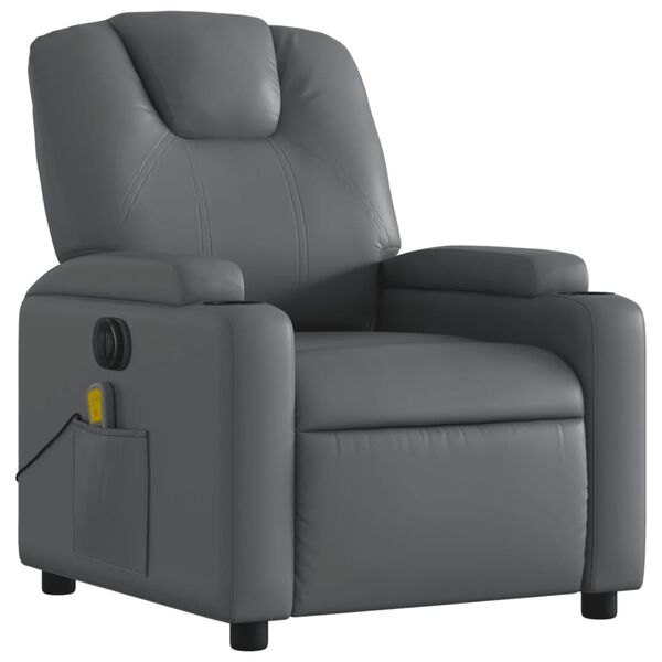 vidaXL Fauteuil de massage inclinable &eacute;lectrique gris similicuir