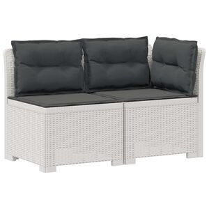 vidaXL Canap&eacute; de jardin 2 places avec coussins look rotin PP Blanc