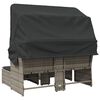 vidaXL Canap&eacute; de jardin 2 places avec auvent et tabourets gris rotin