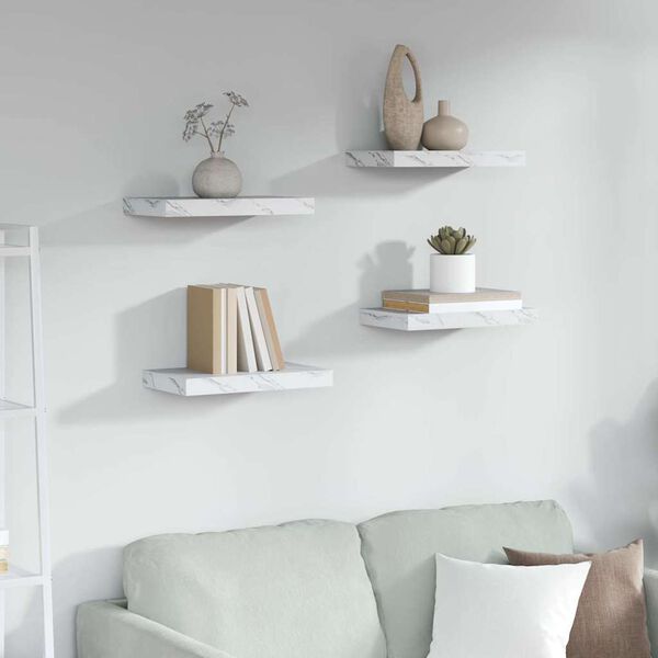 vidaXL &Eacute;tag&egrave;re Murale 4 pcs Marbre blanc 40 x 23,5 x 4 cm