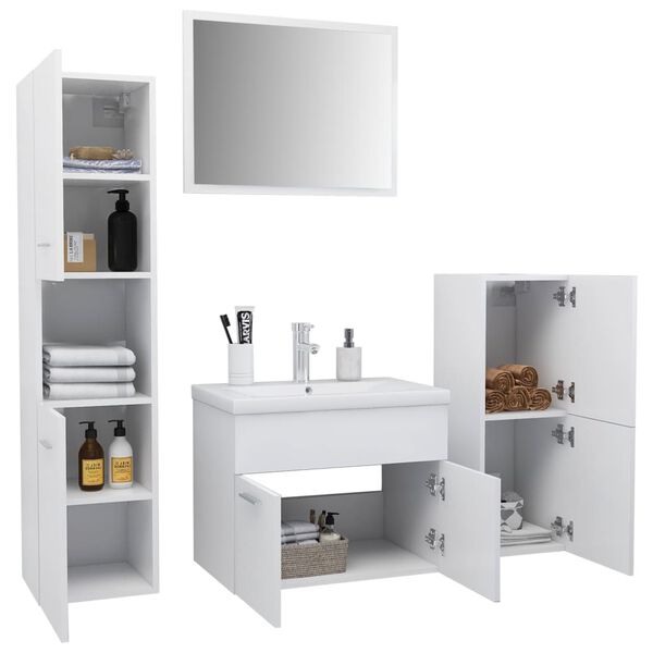vidaXL Ensemble de meubles de salle de bain Blanc Agglom&eacute;r&eacute;