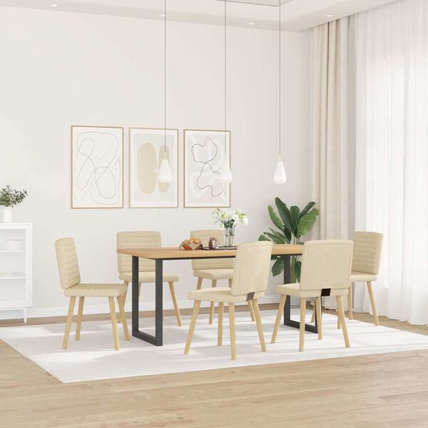 vidaXL Chaises &agrave; manger lot de 6 cr&egrave;me tissu