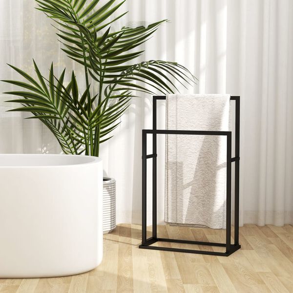vidaXL Porte-serviettes sur pied Noir 48x24x78,5 cm Fer