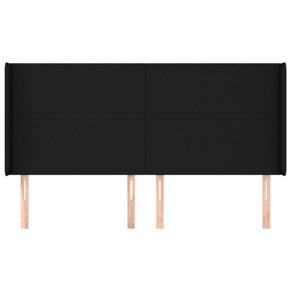 vidaXL T&ecirc;te de lit avec oreilles Noir 163x16x118/128 cm Tissu