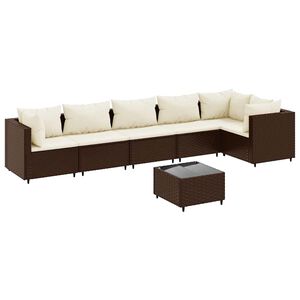 vidaXL Salon de jardin avec coussins 7 pcs marron r&eacute;sine tress&eacute;e
