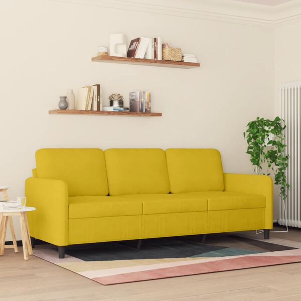 vidaXL Canap&eacute; &agrave; 3 places Jaune 180 cm Velours
