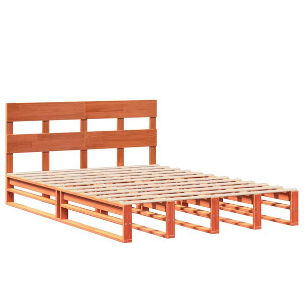 vidaXL Cadre de lit sans matelas cire marron 135x190cm bois pin massif