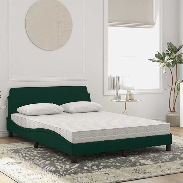 vidaXL Lit avec matelas Dover vert fonc&eacute; 140x200 cm velours