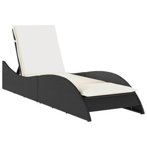 vidaXL Chaise longue avec coussin noir 60x205x73 cm r&eacute;sine tress&eacute;e