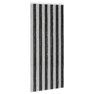 vidaXL Rideau anti-insectes en chenille Gris et Noir 100 x 230 cm