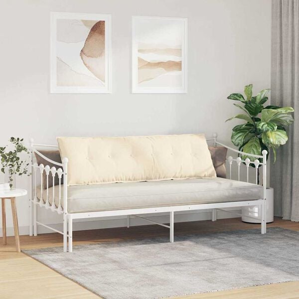 vidaXL Coussin de Dos Cr&egrave;me 160 x 50 cm Tissu en velours c&ocirc;tel&eacute;