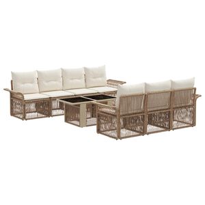vidaXL Ensemble de canap&eacute; de jardin 8 pc Beige et blanc cr&egrave;me