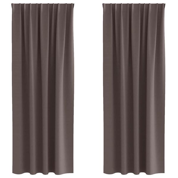 vidaXL Rideaux occultants avec anneaux 2 pcs Marron fonc&eacute; 260 x 140 cm