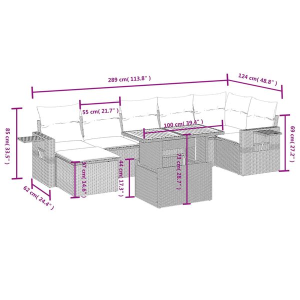 vidaXL Salon de jardin 8 pcs avec coussins gris r&eacute;sine tress&eacute;e