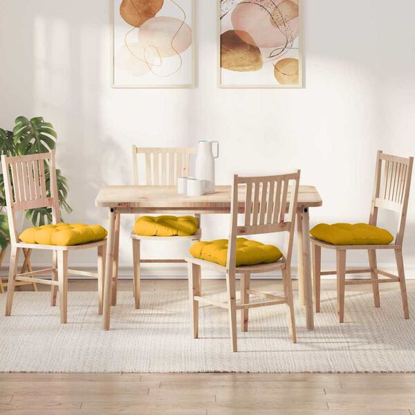 vidaXL Coussins de si&egrave;ge 4 pcs Jaune clair 45 x 45 cm