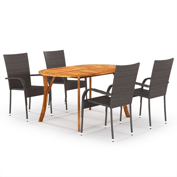 vidaXL Ensemble &agrave; manger de jardin 5 pcs Marron