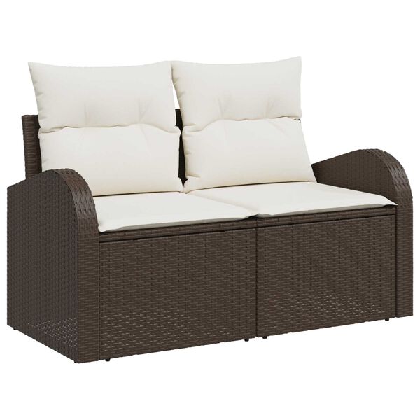 vidaXL Ensemble de Canap&eacute;s 8 pcs Marron et blanc polyrotin