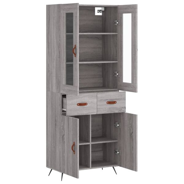 vidaXL Buffet haut Sonoma gris 69,5x34x180 cm Bois d'ing&eacute;nierie