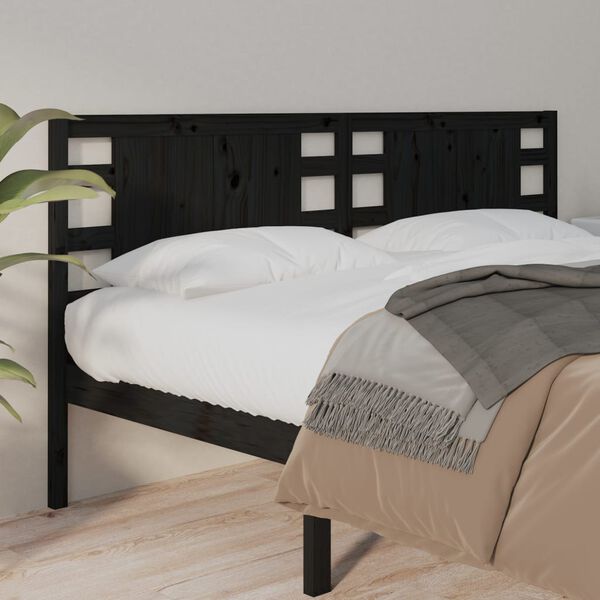 vidaXL T&ecirc;te de lit Noir 186x4x100 cm Bois massif de pin