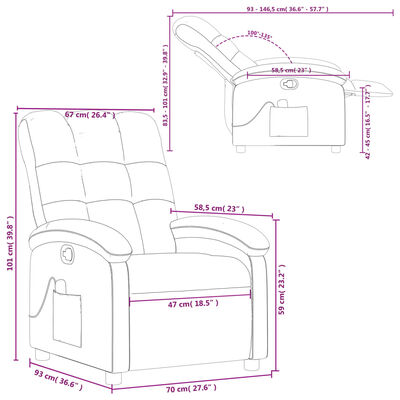 vidaXL Fauteuil de massage inclinable Taupe Tissu