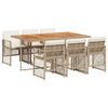 vidaXL Ensemble &agrave; manger de jardin et coussins 7 pcs beige poly rotin