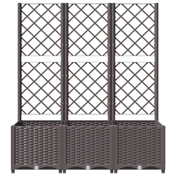 vidaXL Jardini&egrave;re avec treillis Marron 120 x 40 x 136 cm PP