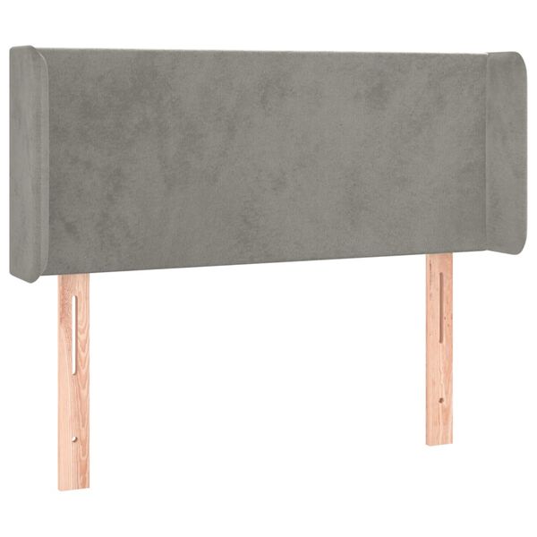 vidaXL T&ecirc;te de lit avec oreilles Gris clair 93x16x78/88 cm Velours