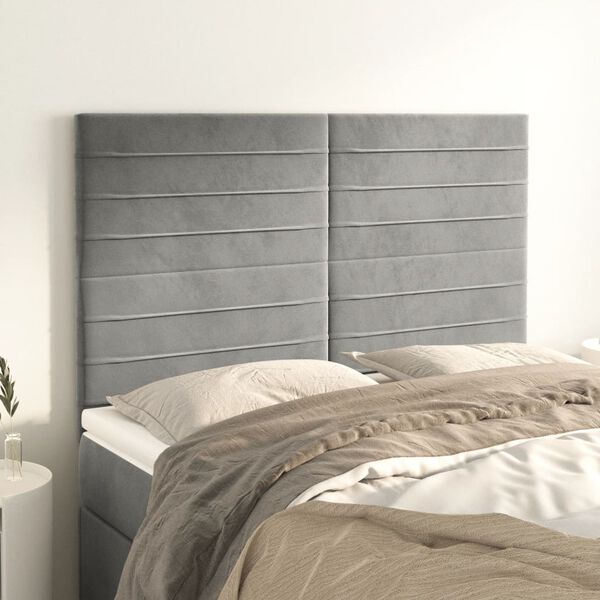 vidaXL T&ecirc;te de lit Gris clair 144 x 5 x 118/128 cm Velours