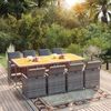 vidaXL Ensemble &agrave; manger de jardin coussins 9pcs R&eacute;sine tress&eacute;e Gris