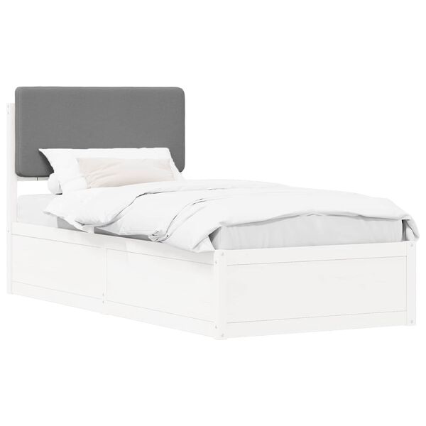 vidaXL Cadre de lit avec t&ecirc;te de lit rembourr&eacute;e Gris clair 90 x 190 cm