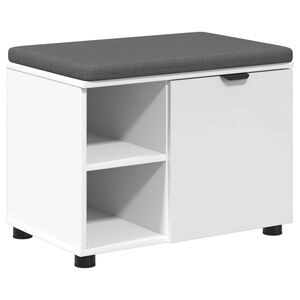vidaXL Banc d'entr&eacute;e Blanc 60 x 38 x 46 cm Bois Ing&eacute;nierie et Tissu